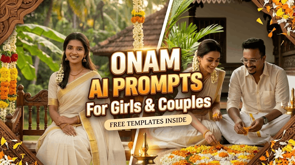 12 Happy Onam Prompt for Girls & Couples in Traditional Look [Gemini & ChatGPT] 2026