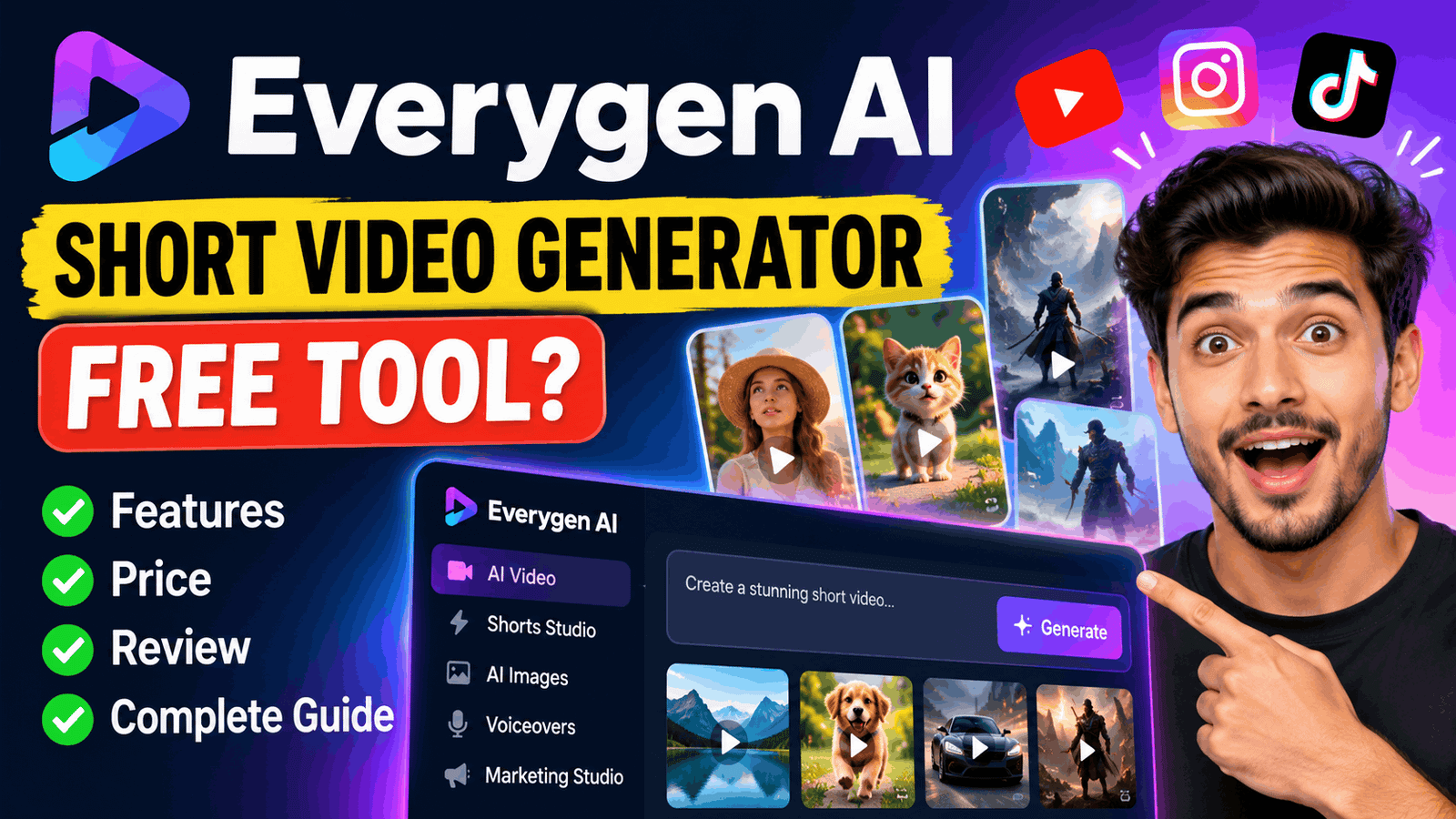 Everygen AI Short Video Generator Free Tool - Price, Review & Complete Guide